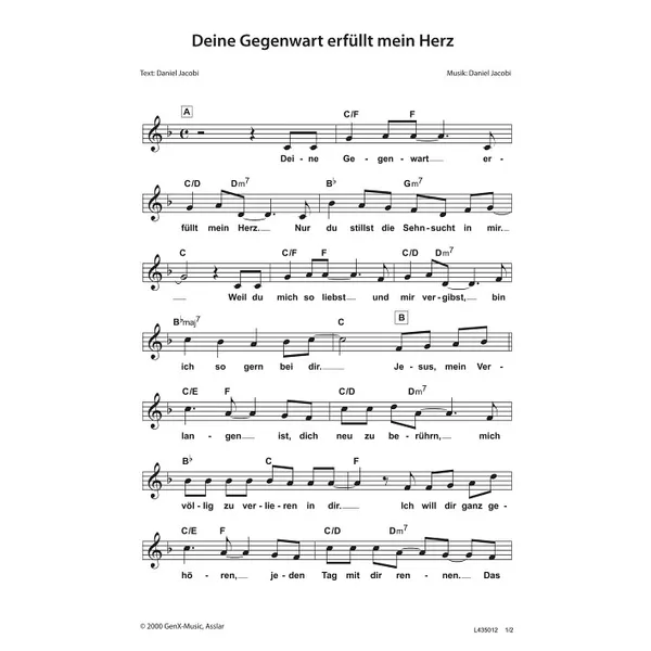 Produktbild des Artikels Deine Gegenwart erfüllt mein Herz (Noten - Download)