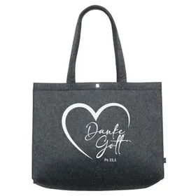 Produktbild des Artikels Filz-Einkaufsshopper "Danke, Gott" - dunkelgrau ()