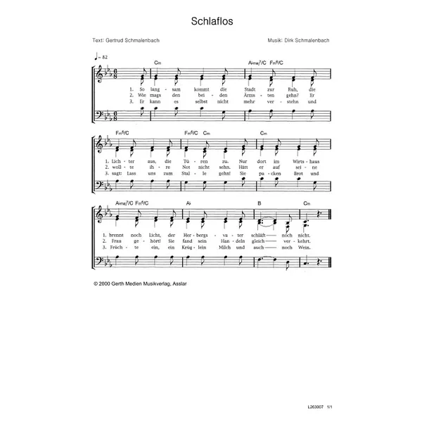 Produktbild des Artikels Schlaflos (Noten - Download)