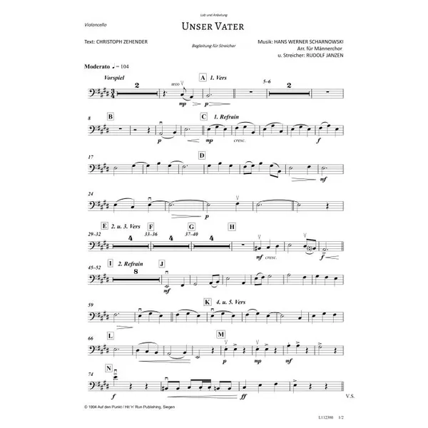 Produktbild des Artikels Unser Vater (Violoncello) (Noten - Download)
