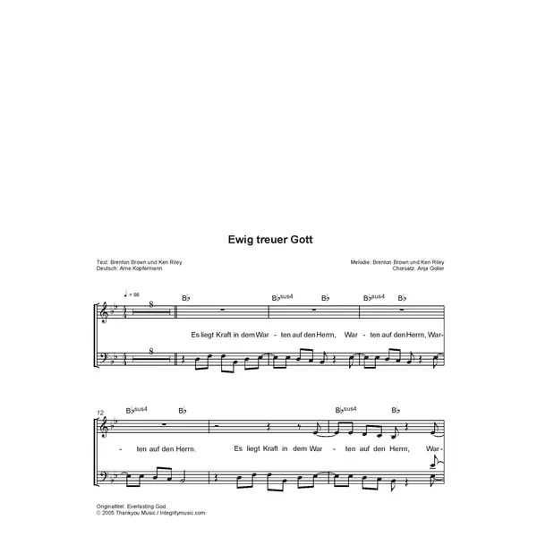 Produktbild des Artikels Ewig treuer Gott (Noten - Download)