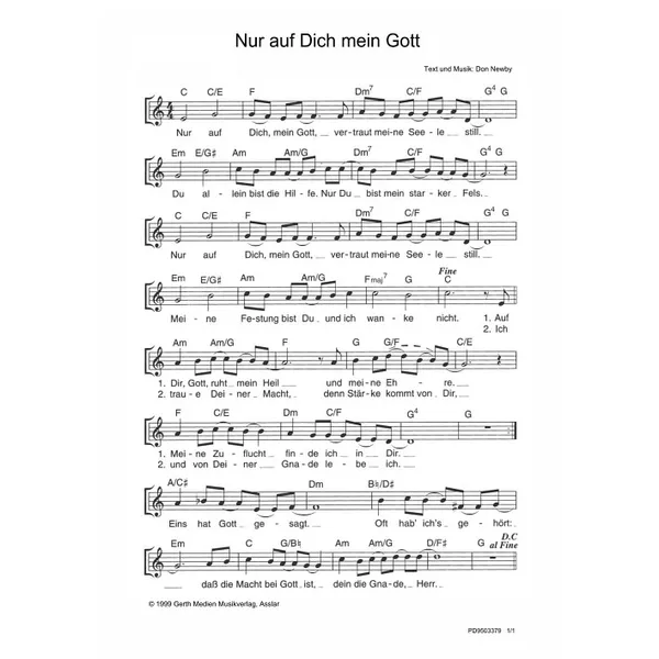 Produktbild des Artikels Nur auf Dich mein Gott (Noten - Download)