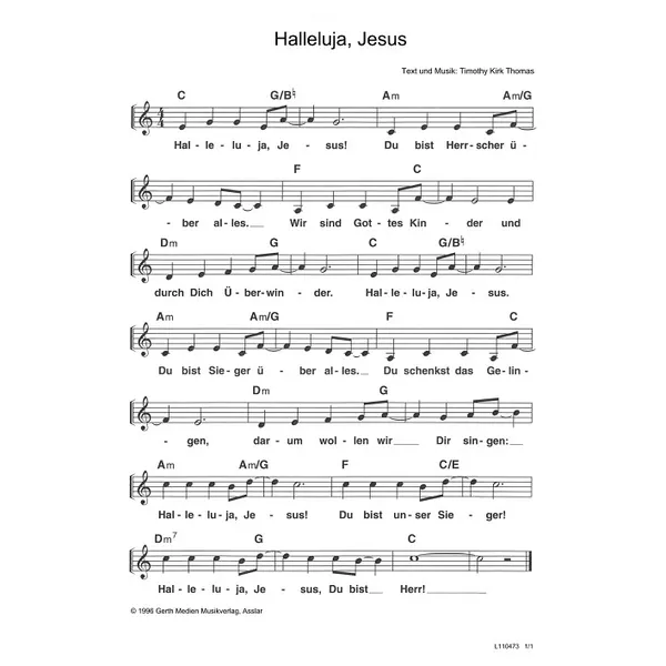 Produktbild des Artikels Halleluja, Jesus (Noten - Download)