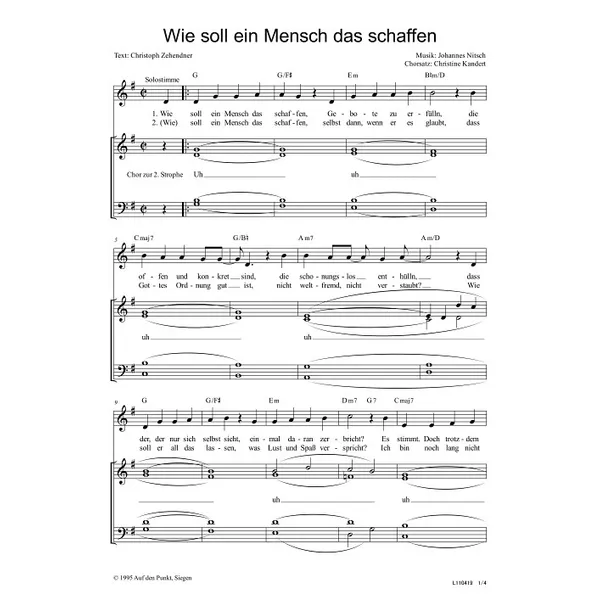 Produktbild des Artikels Wie soll ein Mensch das schaffen (Noten - Download)