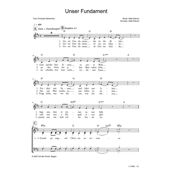 Produktbild des Artikels Unser Fundament (Noten - Download)