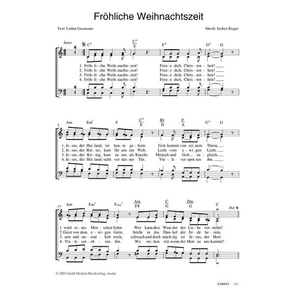 Produktbild des Artikels Fröhliche Weihnachtszeit (Noten - Download)