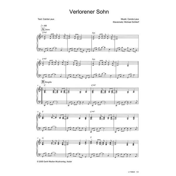 Produktbild des Artikels Verlorener Sohn (Noten - Download)