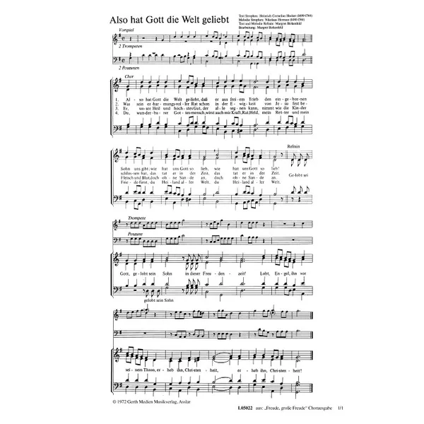 Produktbild des Artikels Also hat Gott die Welt geliebt (Noten - Download)