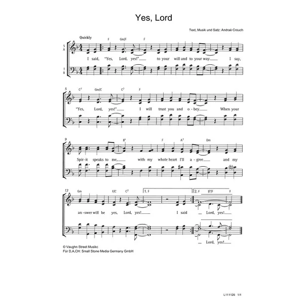 Produktbild des Artikels Yes, Lord (Noten - Download)