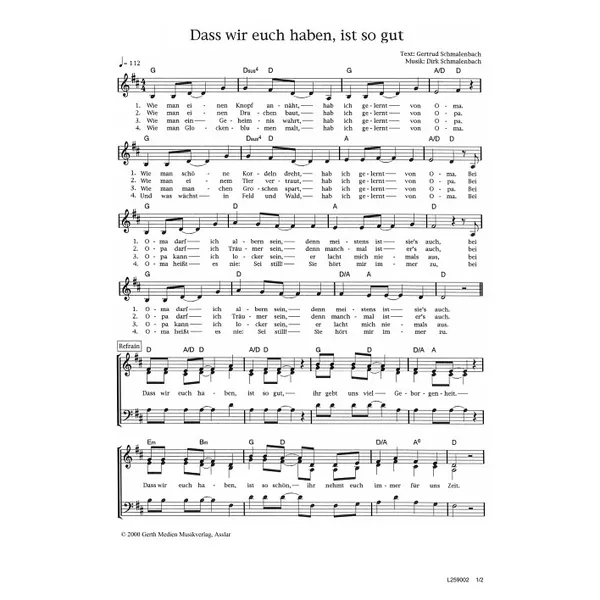 Produktbild des Artikels Dass wir euch haben, ist so gut (Noten - Download)