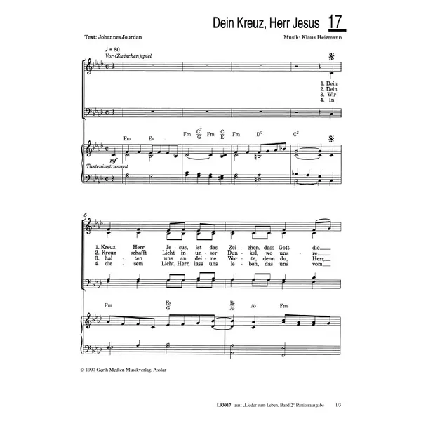 Produktbild des Artikels Dein Kreuz, Herr Jesus (Noten - Download)
