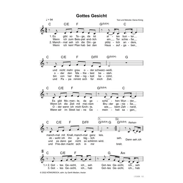 Produktbild des Artikels Gottes Gesicht (Noten - Download)