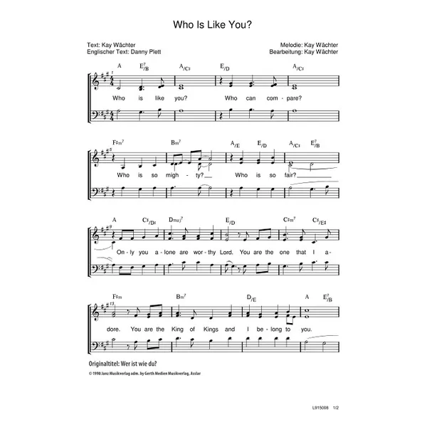 Produktbild des Artikels Who Is Like You (Noten - Download)