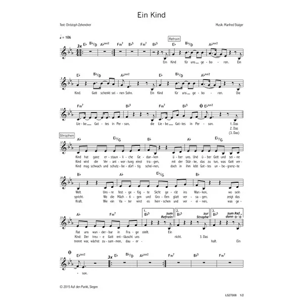 Produktbild des Artikels Ein Kind (Noten - Download)