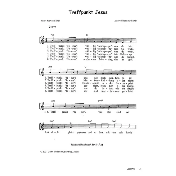 Produktbild des Artikels Treffpunkt Jesus (Noten - Download)
