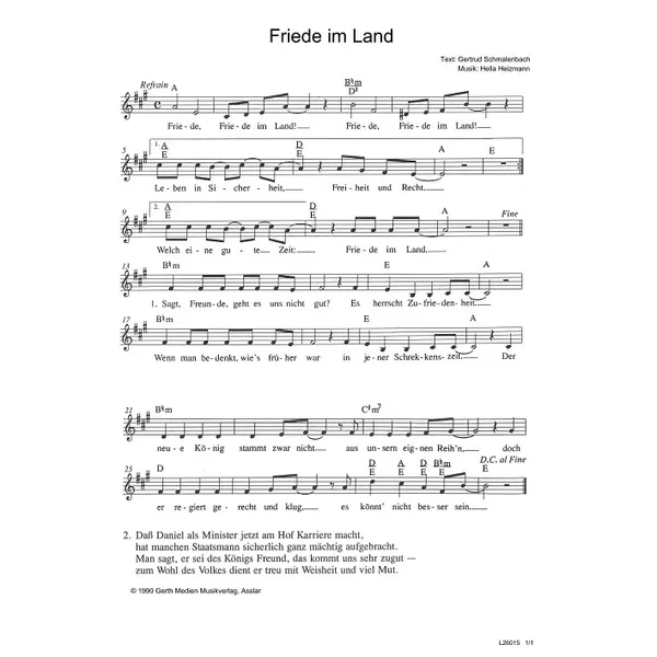 Produktbild des Artikels Friede im Land (Noten - Download)