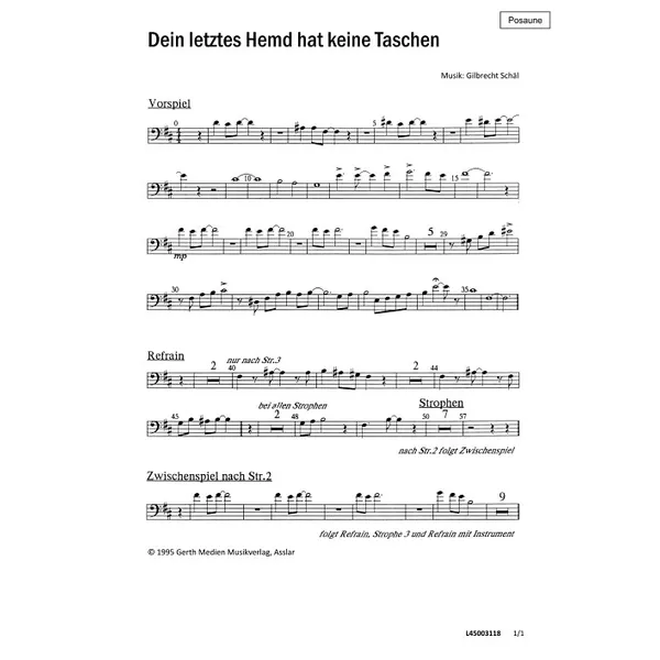 Produktbild des Artikels Dein letztes Hemd hat keine Taschen (Posaune) (Noten - Download)