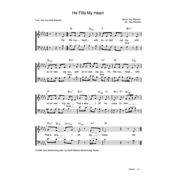 Produktbild des Artikels He Fills My Heart (Noten - Download)