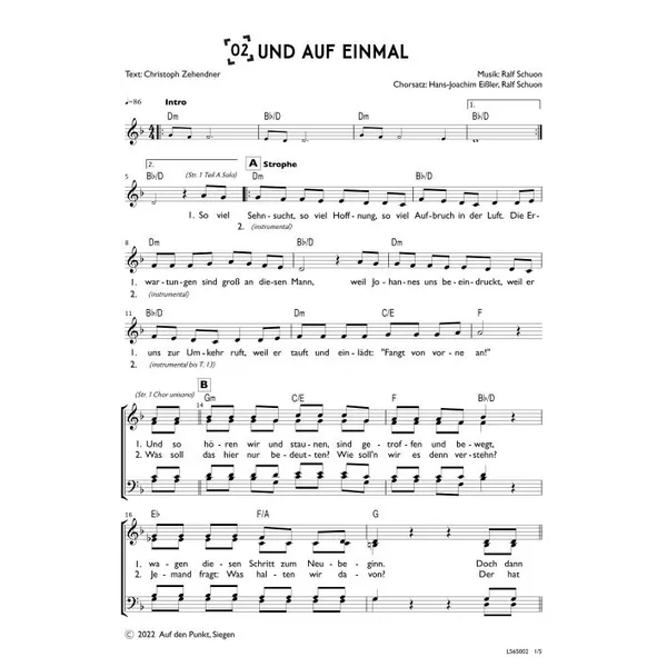 Produktbild des Artikels Und auf einmal (Chor) (Noten - Download)