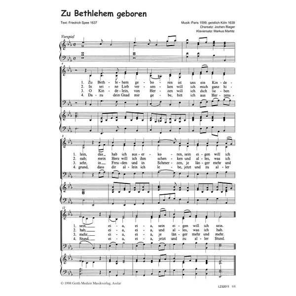 Produktbild des Artikels Zu Bethlehem geboren (Noten - Download)