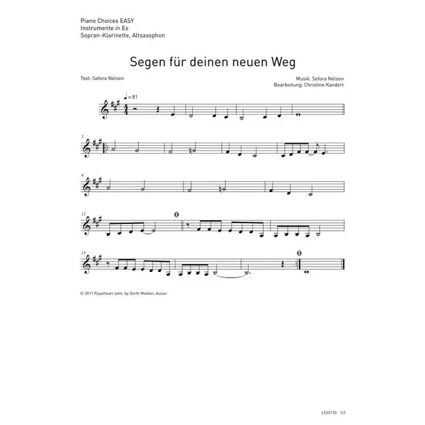 Produktbild des Artikels Segen für deinen neuen Weg (Noten - Download)