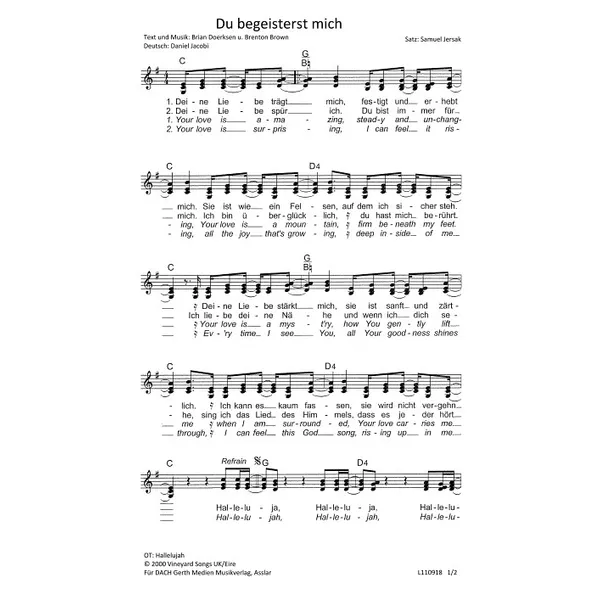 Produktbild des Artikels Du begeisterst mich (Noten - Download)