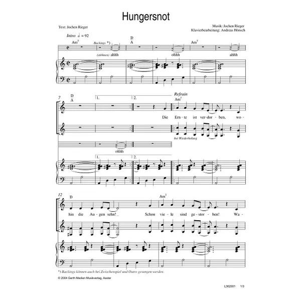 Produktbild des Artikels Hungersnot (Noten - Download)