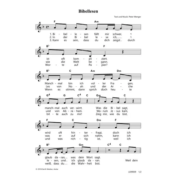 Produktbild des Artikels Bibellesen (Noten - Download)