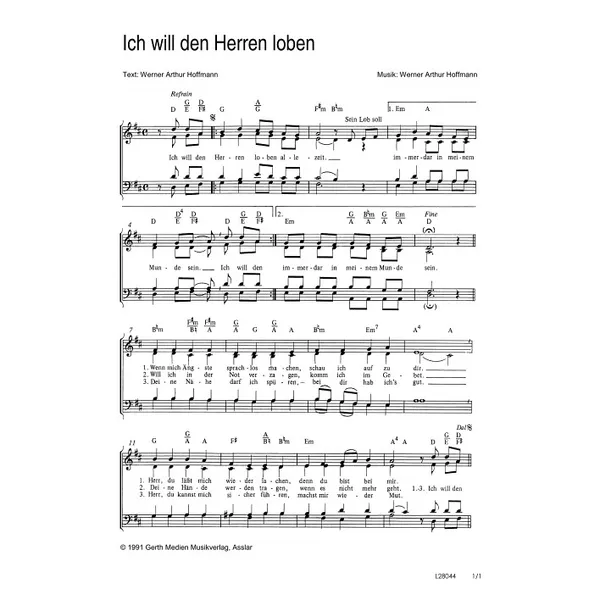 Produktbild des Artikels Ich will den Herren loben (Noten - Download)