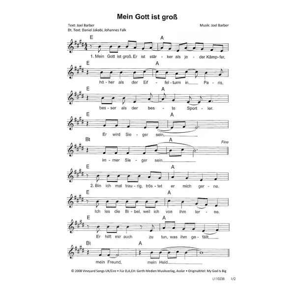 Produktbild des Artikels Mein Gott ist groß (Noten - Download)