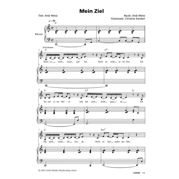 Produktbild des Artikels Mein Ziel (Noten - Download)