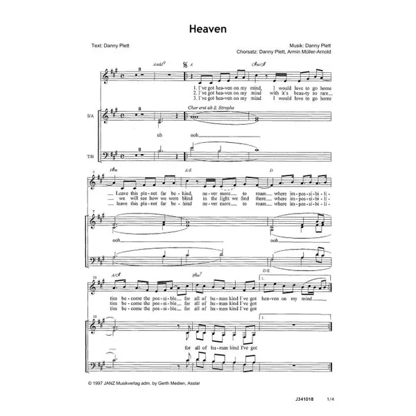 Produktbild des Artikels Heaven (Noten - Download)