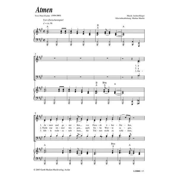 Produktbild des Artikels Atmen (Noten - Download)