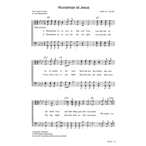 Produktbild des Artikels Wunderbar ist Jesus (Noten - Download)