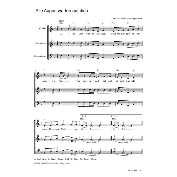 Produktbild des Artikels Alle Augen warten auf dich (Noten - Download)