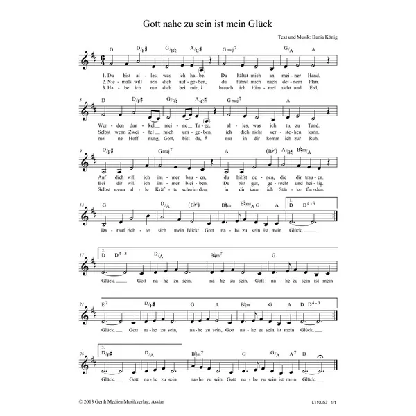 Produktbild des Artikels Gott nahe zu sein ist mein Glück (Noten - Download)