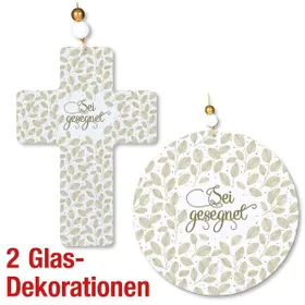 Produktbild des Artikels Spar-Paket: Glas-Dekorationen "Sei gesegnet" ()