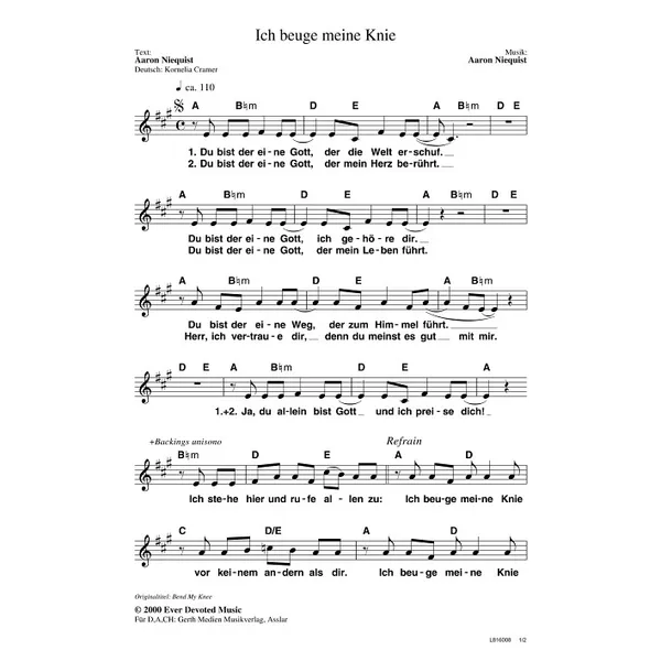 Produktbild des Artikels Ich beuge meine Knie (Noten - Download)