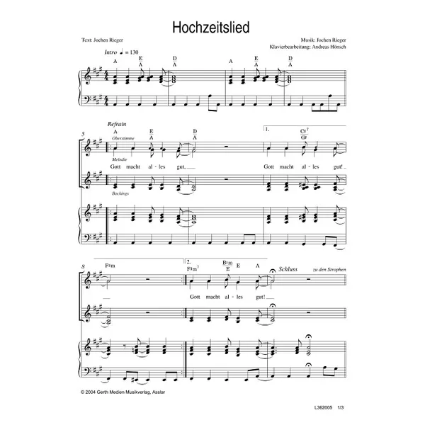 Produktbild des Artikels Hochzeitslied (Noten - Download)