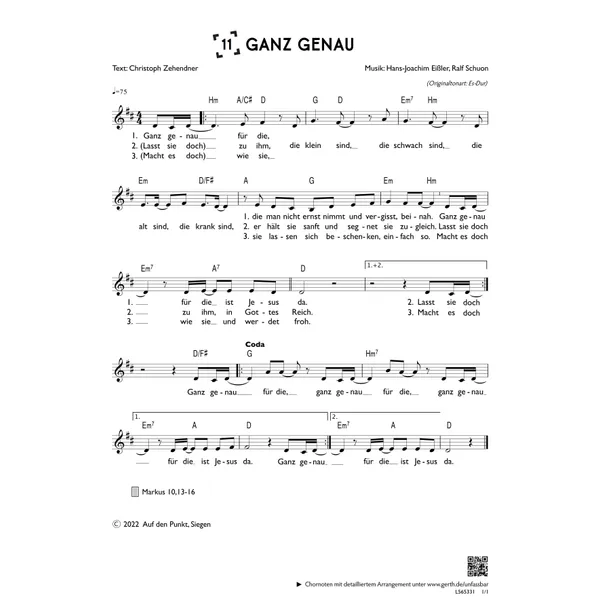 Produktbild des Artikels Ganz genau (einstimmig) (Noten - Download)