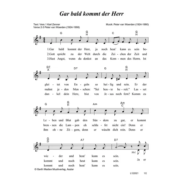 Produktbild des Artikels Gar bald kommt der Herr (Noten - Download)