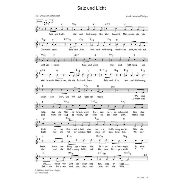 Produktbild des Artikels Salz und Licht (Noten - Download)