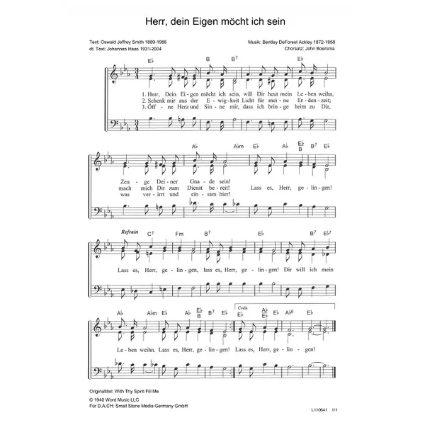 Produktbild des Artikels Herr, dein Eigen möcht ich sein (Noten - Download)