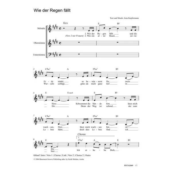 Produktbild des Artikels Wie der Regen fällt (Noten - Download)