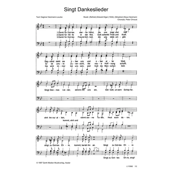 Produktbild des Artikels Singt Dankeslieder (Noten - Download)