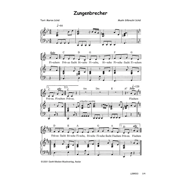 Produktbild des Artikels Zungenbrecher (Noten - Download)