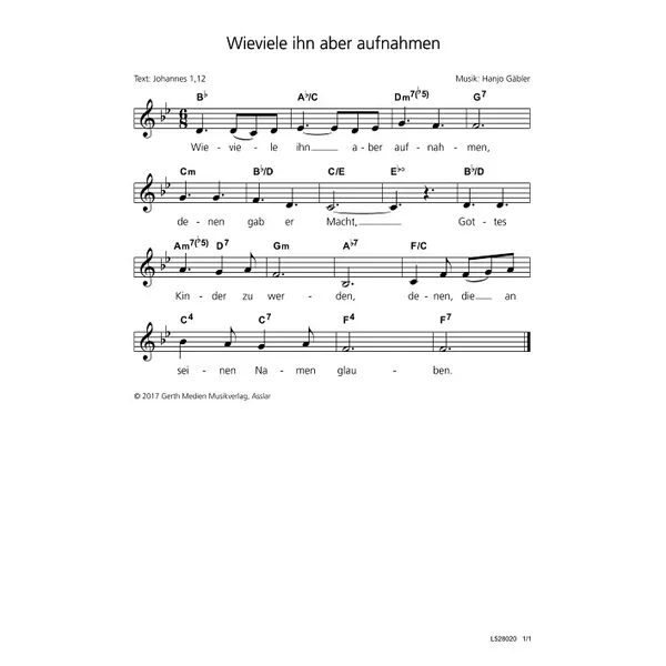 Produktbild des Artikels Wie viele ihn aber aufnahmen (Noten - Download)