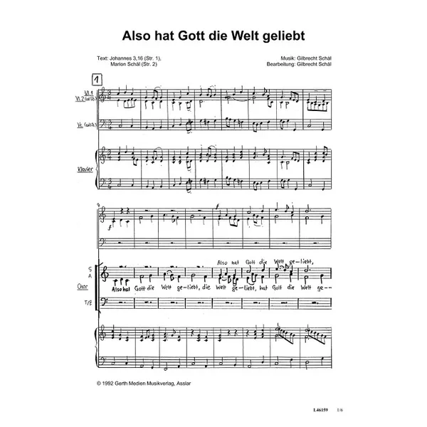 Produktbild des Artikels Also hat Gott die Welt geliebt (Noten - Download)