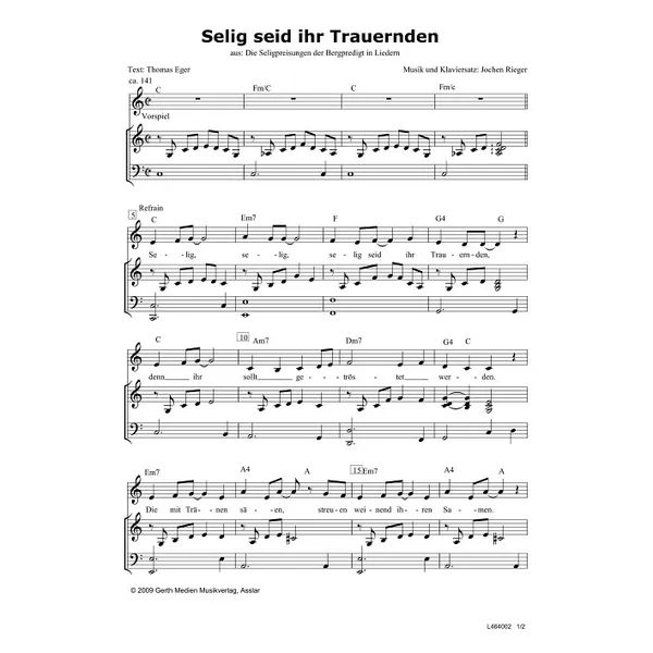 Produktbild des Artikels Selig seid ihr Trauernden (Noten - Download)