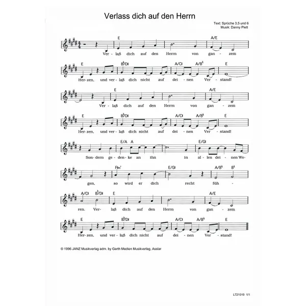 Produktbild des Artikels Verlass dich auf den Herrn (Noten - Download)